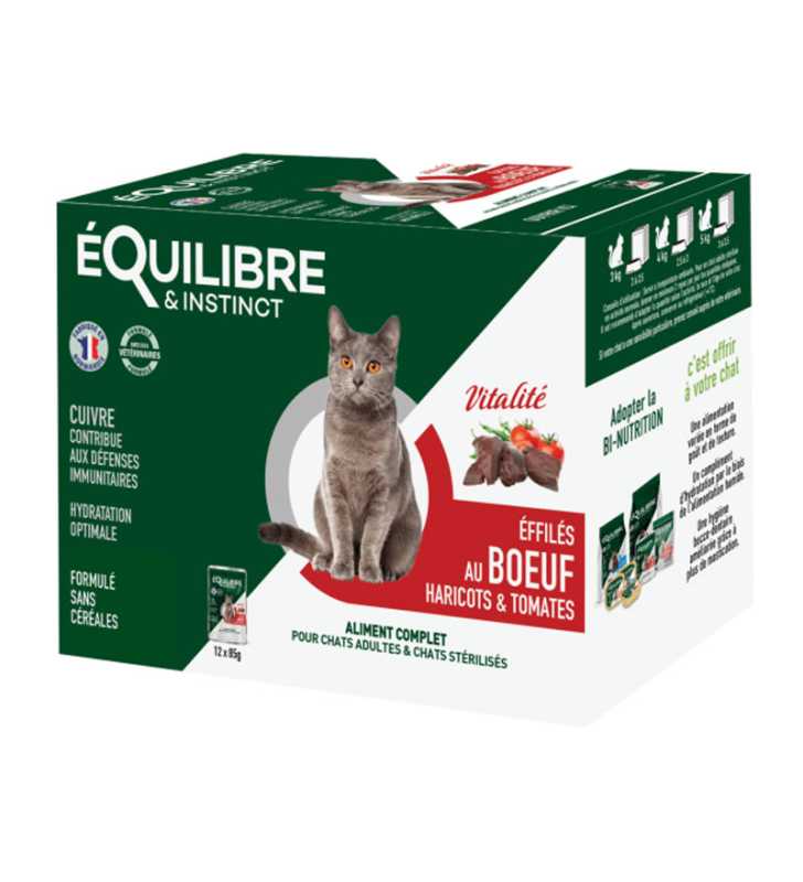 E&I EFFILÉS VITALITÉ BOEUF HARICOTS TOMATES 12X85G