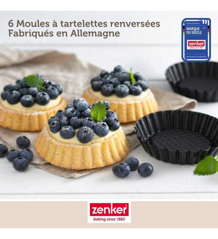 Lot de 6 moules à tartelettes 10 cm Zenker Noir