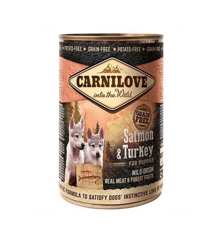 BOITE CARNILOVE SAUMON & DINDE CHIOT 400G