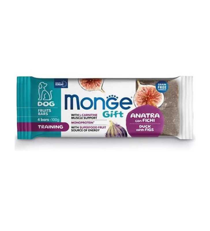 MONGE GIFT DOG FBAR TRAIN DUCK/FIGS 100g