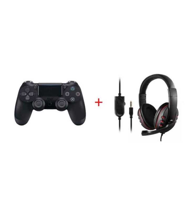 Pack Manette De Jeu Sans Fil Compatible Pour Ps4 + Casque Gaming