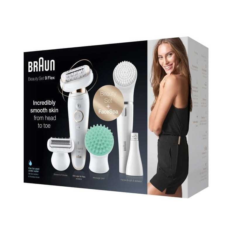 Épilateur Silk-Épil 9 Beauty Set Avec Technologie Wet & Dry Et 8 Accessoires Dont Facespa BRAUN