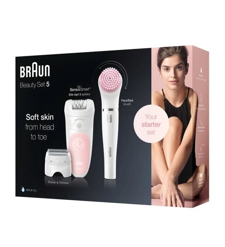 Silk-Épil Beauty Set 5, Wet & Dry, 3 Accessoires Dont BRAUN Facespa BRAUN