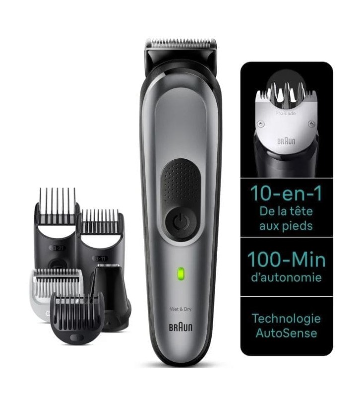 Tondeuse BRAUN tout-En-Un Series 7 10-En-1 Pour Barbe, Corps, Cheveux, Oreilles Et Nez.