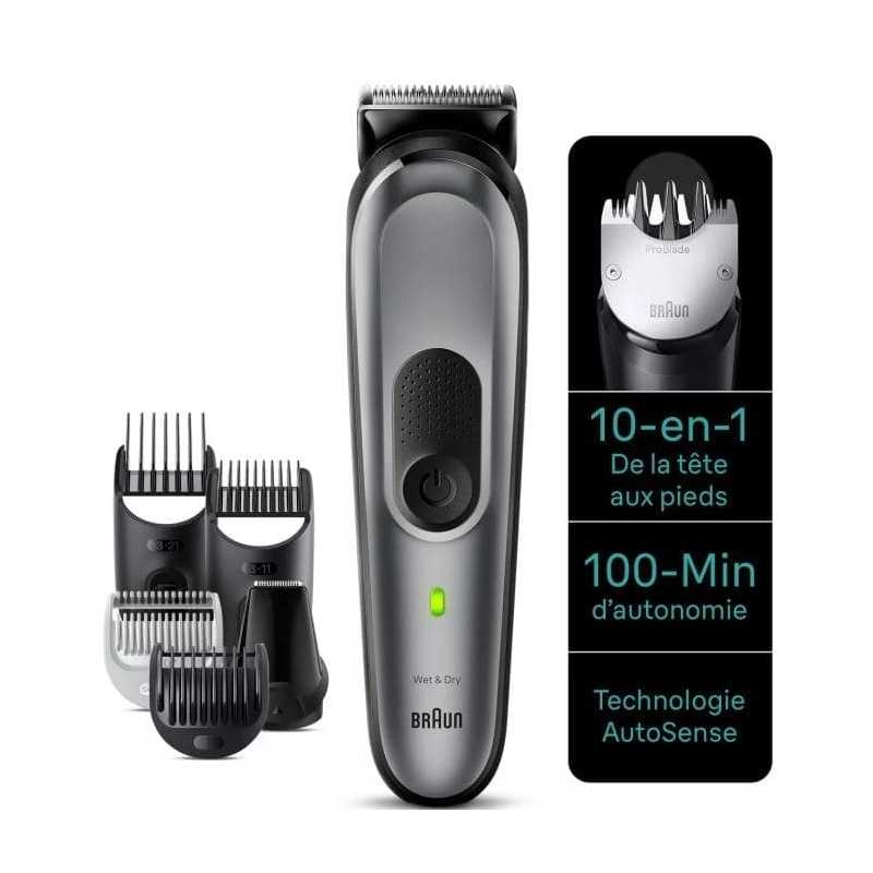 Tondeuse BRAUN tout-En-Un Series 7 10-En-1 Pour Barbe, Corps, Cheveux, Oreilles Et Nez.