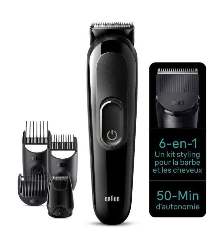 Tondeuse Tout-En-Un Series 3 6-En-1 Pour Barbe, Cheveux, Noir BRAUN