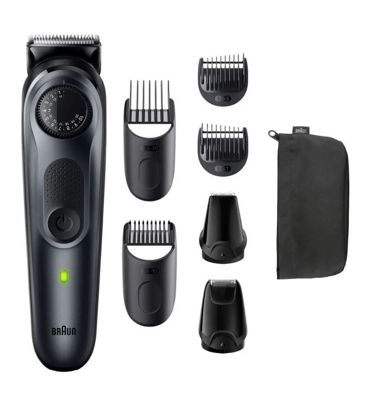 Tondeuse À Barbe BRAUN Series 5 Avec Bouton De Précision, 6 Outils De Stylisation, Gris