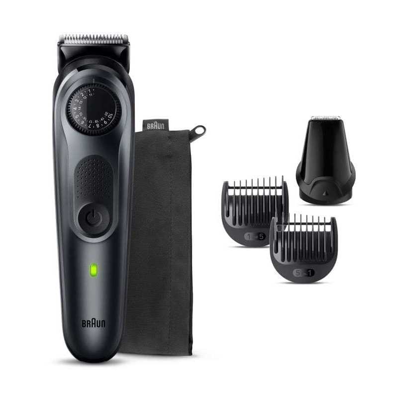 Tondeuse À Barbe BRAUN Series 5 Avec Bouton De Précision, 6 Outils De Stylisation, Gris