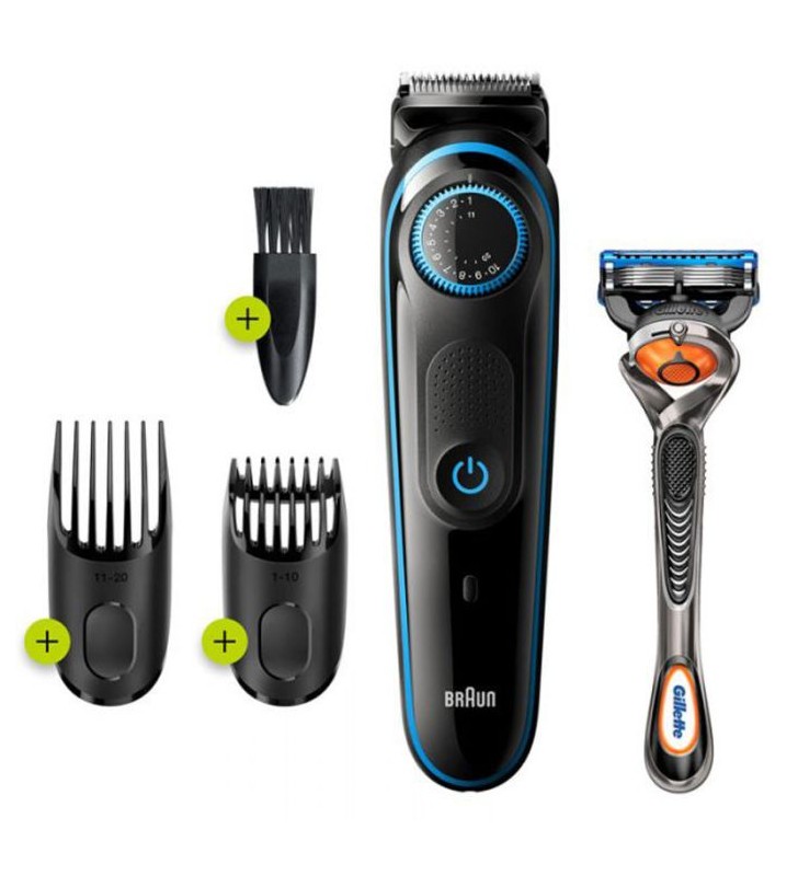 Tondeuse À Barbe BRAUN Avec Rasoir Gillette Fusion5 Proglide, Noir