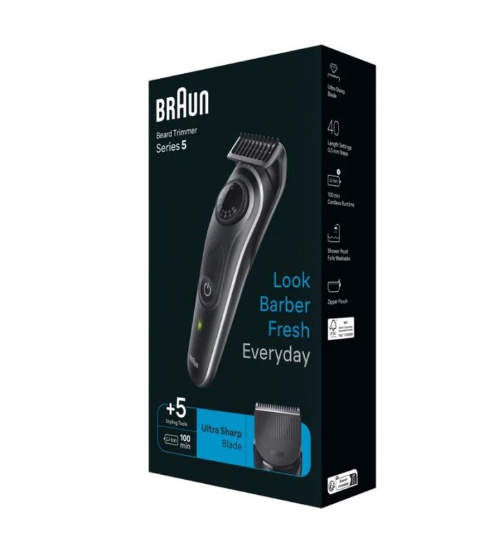 Tondeuse À Barbe Series 5 Avec Bouton De Précision, 5 Outils De Stylisation Gris BRAUN