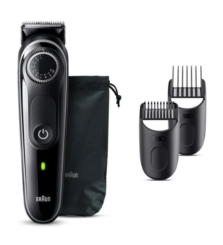 Tondeuse À Barbe BRAUN Series 3 Avec Bouton De Précision, 4 Outils De Stylisation,  Gris