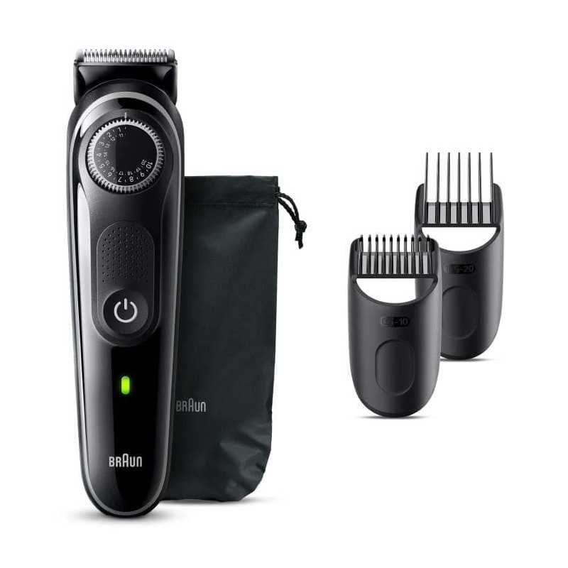 Tondeuse À Barbe BRAUN Series 3 Avec Bouton De Précision, 4 Outils De Stylisation,  Gris