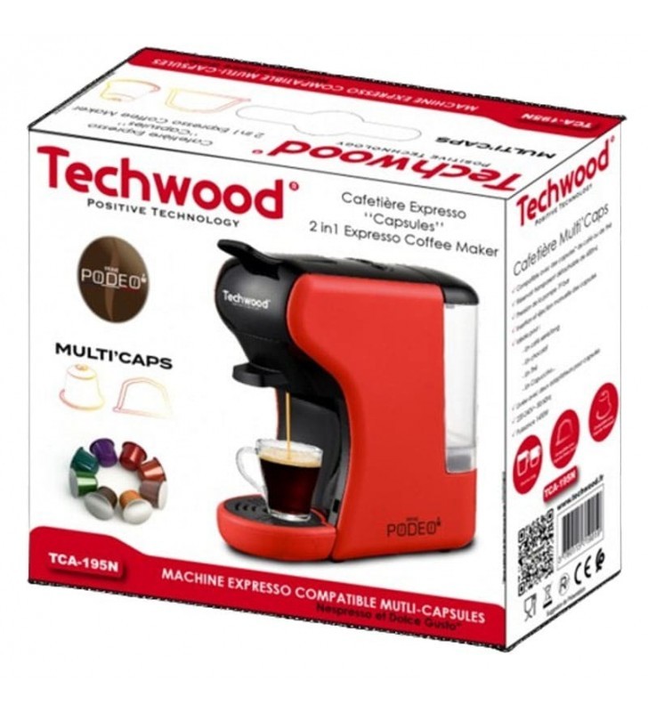 Cafetière Expresso Multi-Capsules 1450W Rouge TECHWOOD