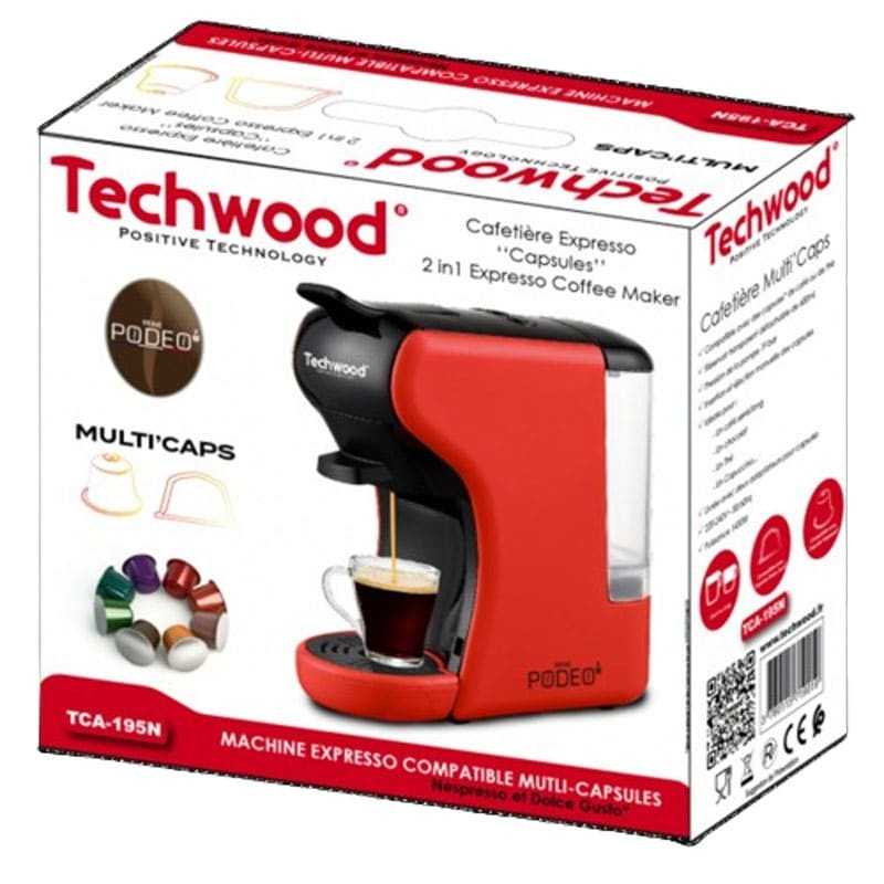 Cafetière Expresso Multi-Capsules 1450W Rouge TECHWOOD