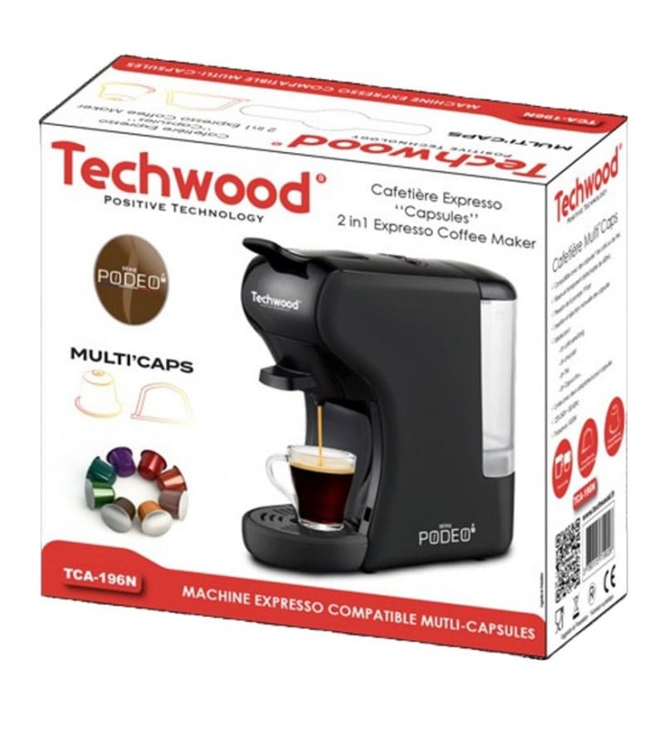 Cafetière Expresso Multi Capsules 1450W Noir TECHWOOD